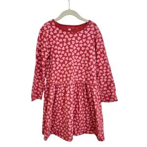Tea Collection Drop Waist Girls Red Pink Heart Print Valentine's Day Dress 8
